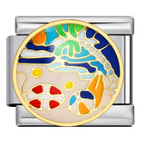 Colorful Childhood Toys Italian Module Bracelet Titanium Steel Welding Drip Oil Pattern DIY Bracelet Gift for Girls