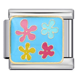 Italian Module Bracelet Flower Series Titanium Steel Drip Oil Welding Pattern DIY Elastic Splicing Fashion Bracelet