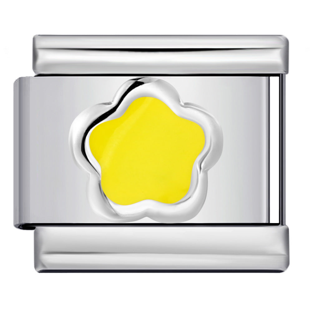 New Petal Stamping Series DIY Italian Module Bracelet Titanium Steel Gold Plated Drip Oil Splicing Strap Chain