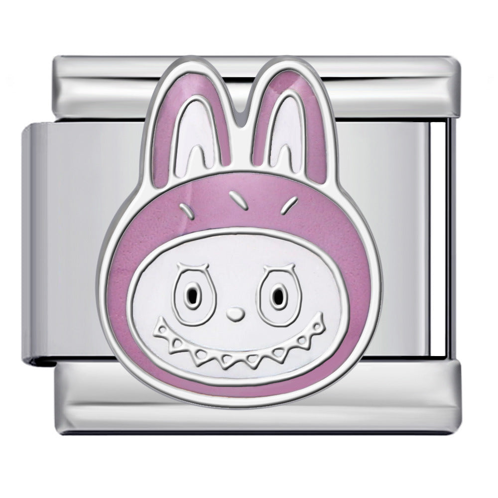 Cartoon Character Italian Module Bracelet Stainless Steel Welding Pattern DIY Elastic Splicing Versatile Bracelet