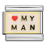 Cross Border Hot Selling Heart English Pattern Wristband Titanium Steel Welded Gold-plated Drip Oil DIY Italian Module Bracelet