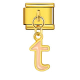 Gold Background, Colorful Oil Dripping Letters, Italian Module Bracelet, Titanium Steel Welded Hook, Fashionable and Simple Wristband Accessory