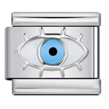 New Titanium Steel Pentagram Eye Italian Module Bracelet Stamped Pattern Drip Oil DIY Elastic Strap Chain