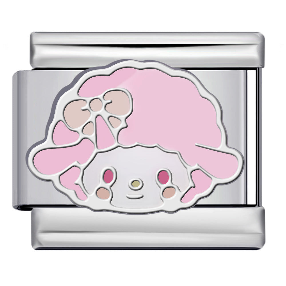 Cute Cartoon Character Series Titanium Steel Welding Drip Oil DIY Bracelet Italian Module Bracelet Accessories Wholesale