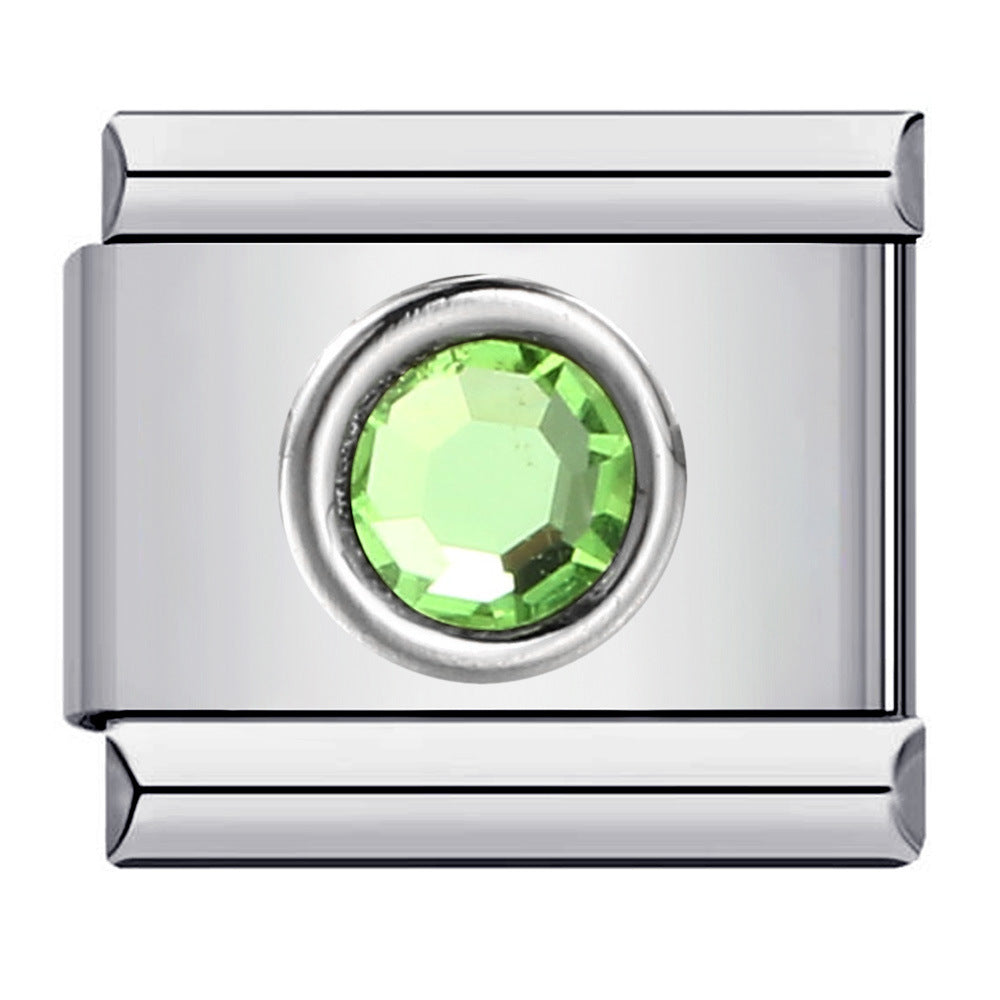 New Circle Colored Stone Italian Module Bracelet Stainless Steel Welding DIY Simple Fashion Bracelet Strap Chain