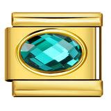 Italian Style Gold Plated Oval Birthstone Bracelet Stainless Steel DIY Customizable Fashion Jewelry Wristband