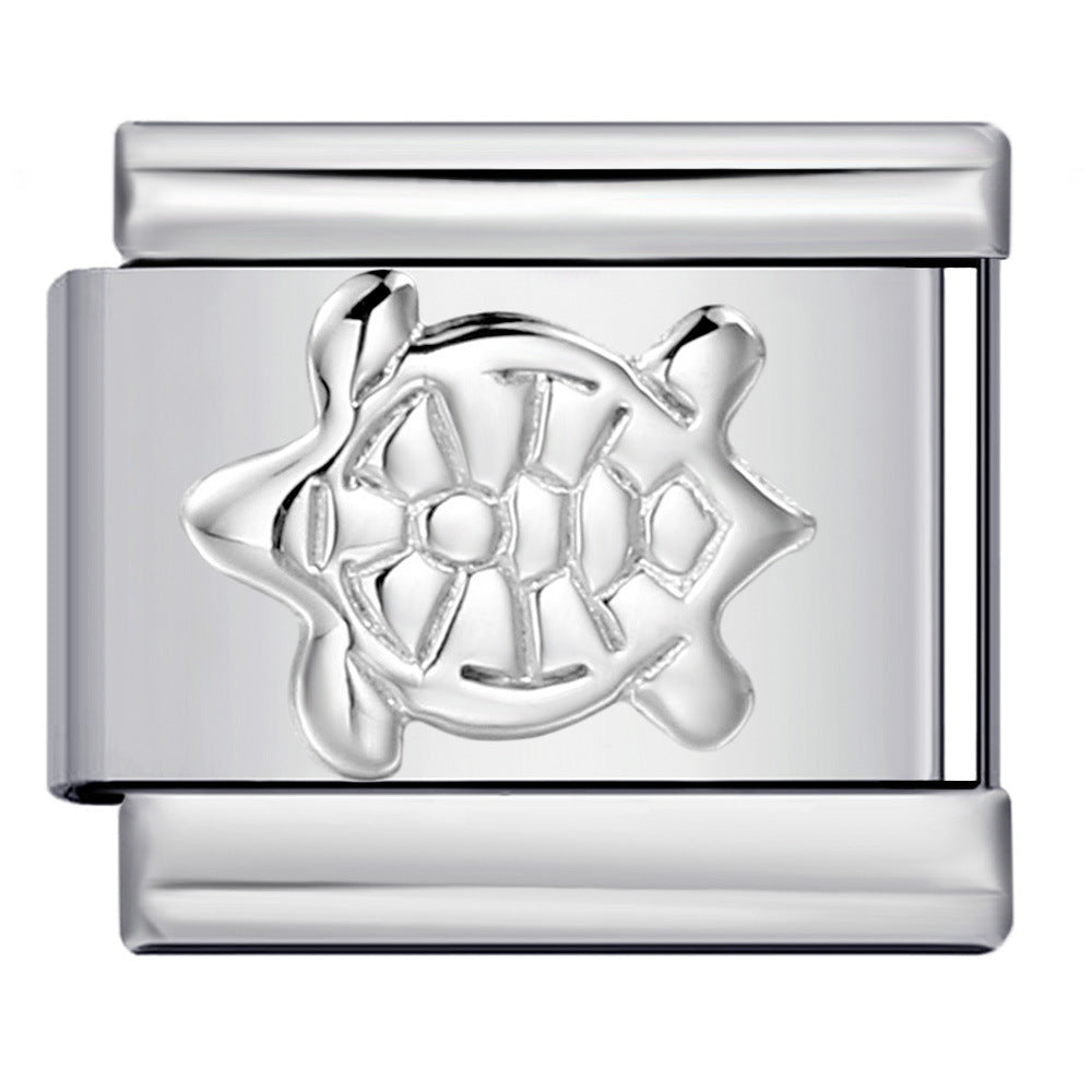 Convex Silver Stamping Pattern Italian Module Bracelet DIY Titanium Steel Bracelet Italian Charms