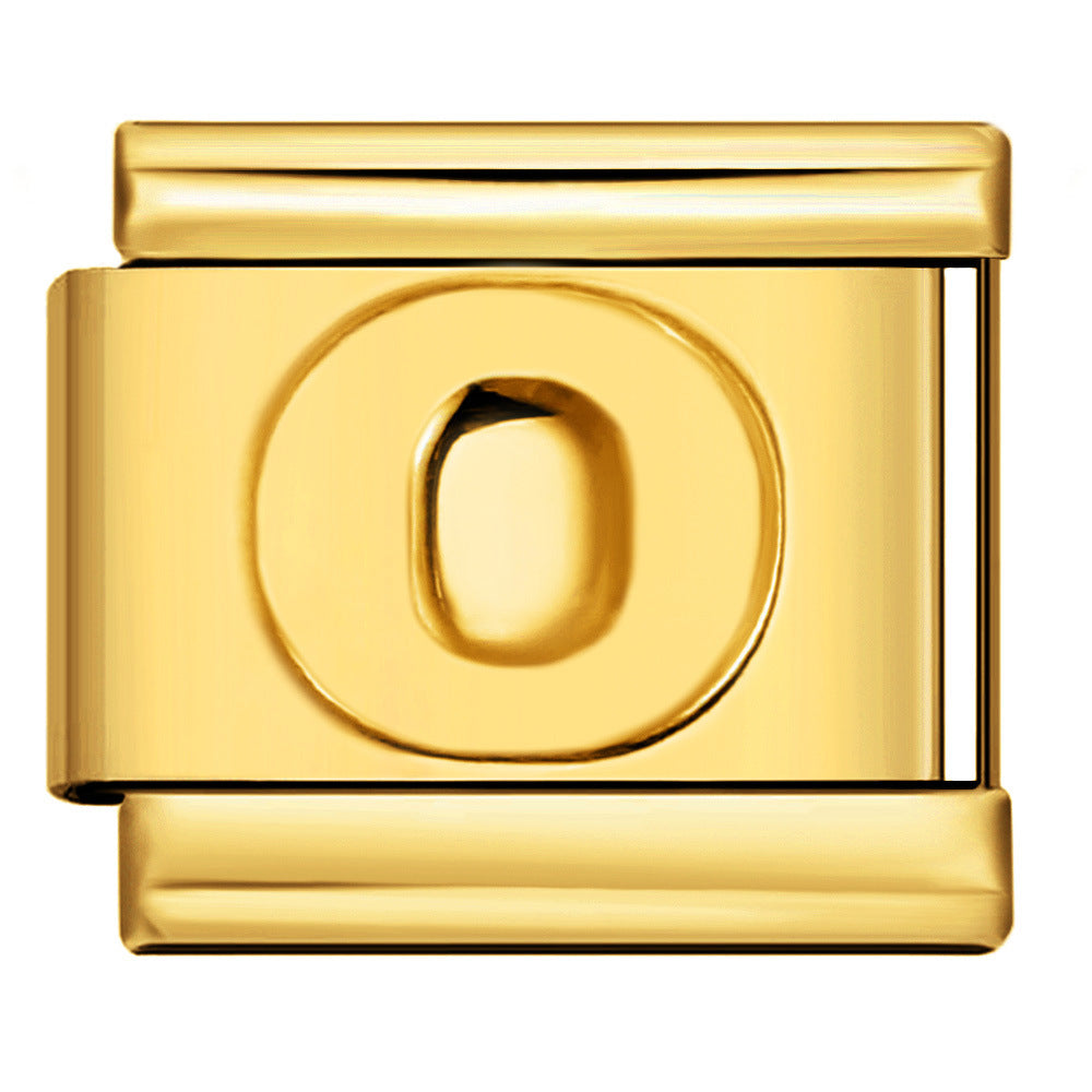 Golden Concave Letter Series Italian Module Bracelet Titanium Steel Stamping DIY Elastic Splicing Bracelet Accessories