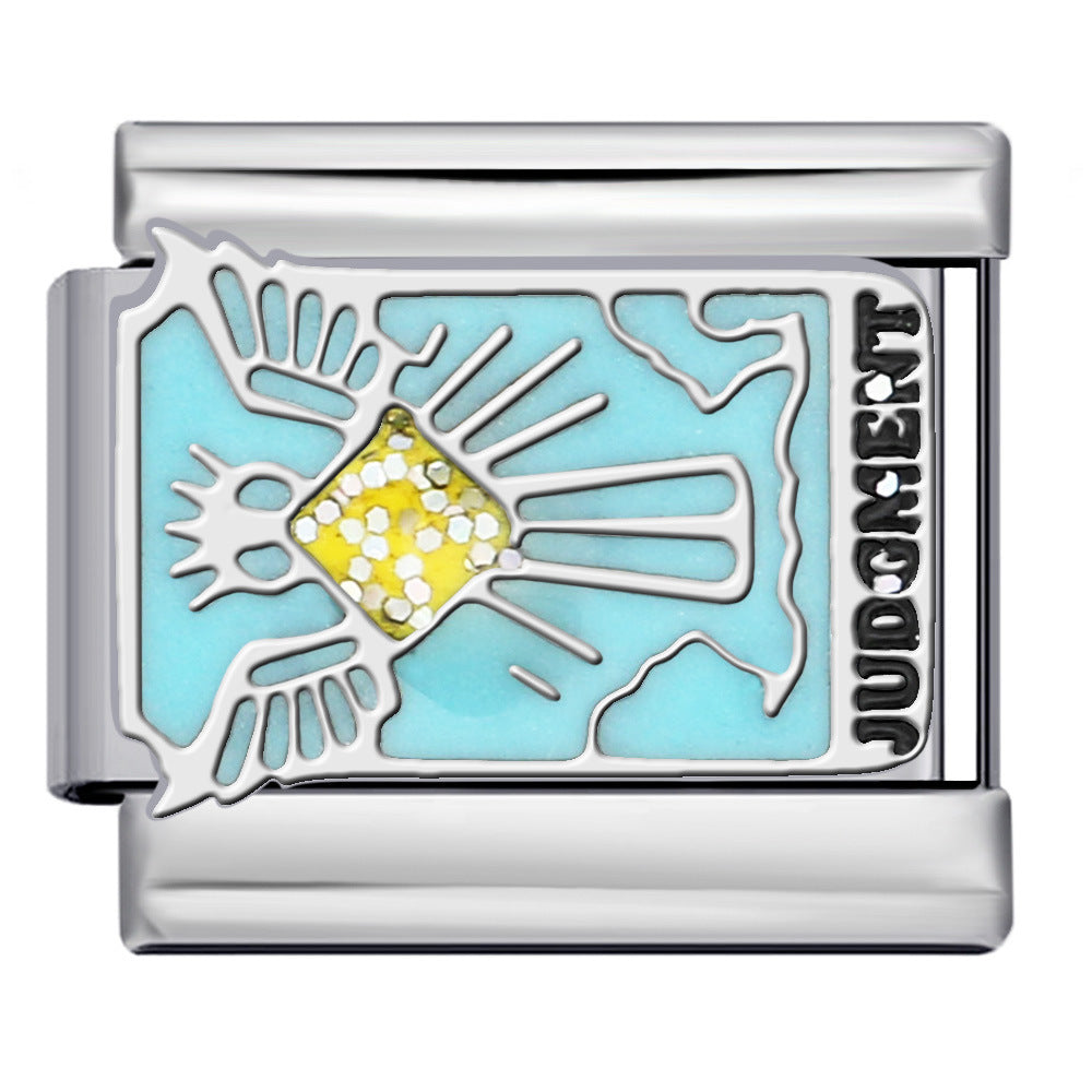 Tarot Series Italian Modular Bracelet DIY Welding Drip Oil Stretch Stainless Steel Chain