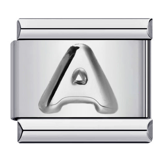 New Stainless Steel Silver Convex English Letter Italian Module Bracelet DIY Elastic Splicing Strap Chain