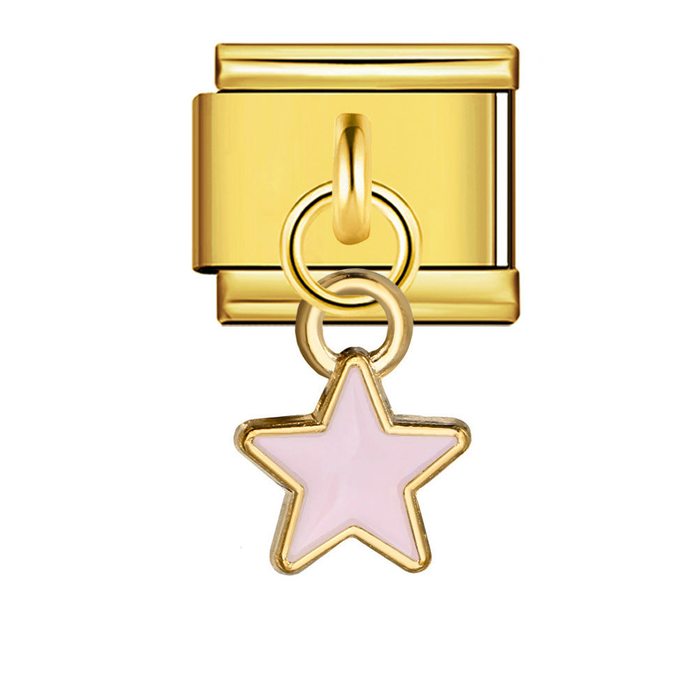 New Star Moon Series Pendant Italian Module Bracelet Single Hook Titanium Steel Elastic Splicing Strap Chain