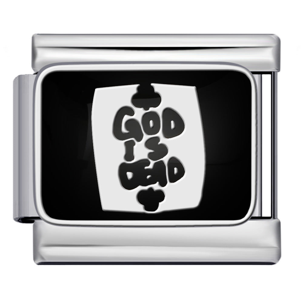 New DIY Italian Module Bracelet Titanium Steel Drip Oil Welding Pattern Strap Chain Fashion Splicing Strap Chain