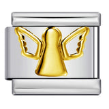 Photo Style Italian Module Bracelet with Angel Pattern Titanium Steel Welding, Gold Plating, Oil Dripping DIY Splicing Bracelet