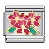 Flower Titanium Steel Drip Oil Welding Pattern Italian Module Bracelet Italian Charm Bracelet