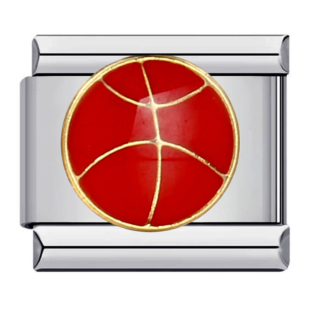 Sports Series DIY Stainless Steel Italian Module Bracelet Welding Pattern Personalized Elastic Splicing Bracelet