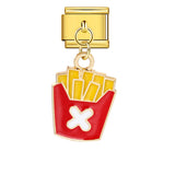 Gourmet Series Burger Fry Pendant Italian Module Bracelet Welding Drip Oil DIY Titanium Steel Strap Chain