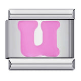 New Titanium Steel Pink English Letter DIY Italian Module Bracelet Italian Charm Bracelet