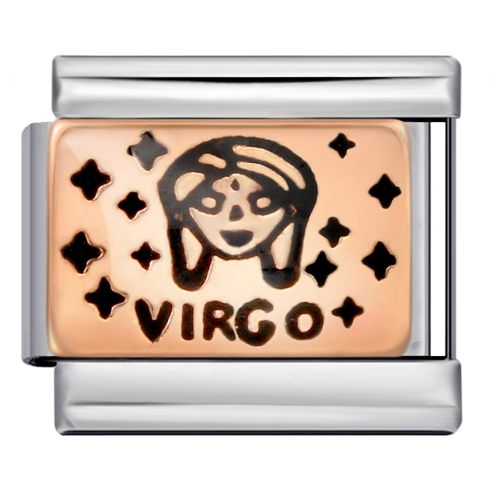 12 Zodiac Sign Italian Modular Bracelet Stainless Steel Gold Plated Enamel DIY Charm Bracelet Jewelry