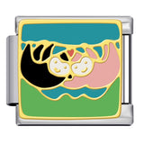 New River, Mountain, Seaside Scenery Italian Module Bracelet with Gold Plating and Oil Dripping DIY Welding Stainless Steel Bracelet