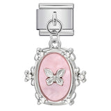 Elliptical Pendant Butterfly Titanium Steel Drip Oil DIY Italian Module Bracelet, Single Hook Splicing Elastic Bracelet