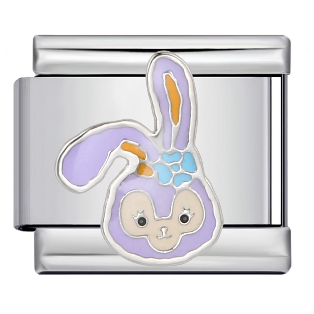 Cross Border Cartoon Animal Series Titanium Steel Welding Drip Oil DIY Bracelet Italian Module Bracelet Accessories Wholesale