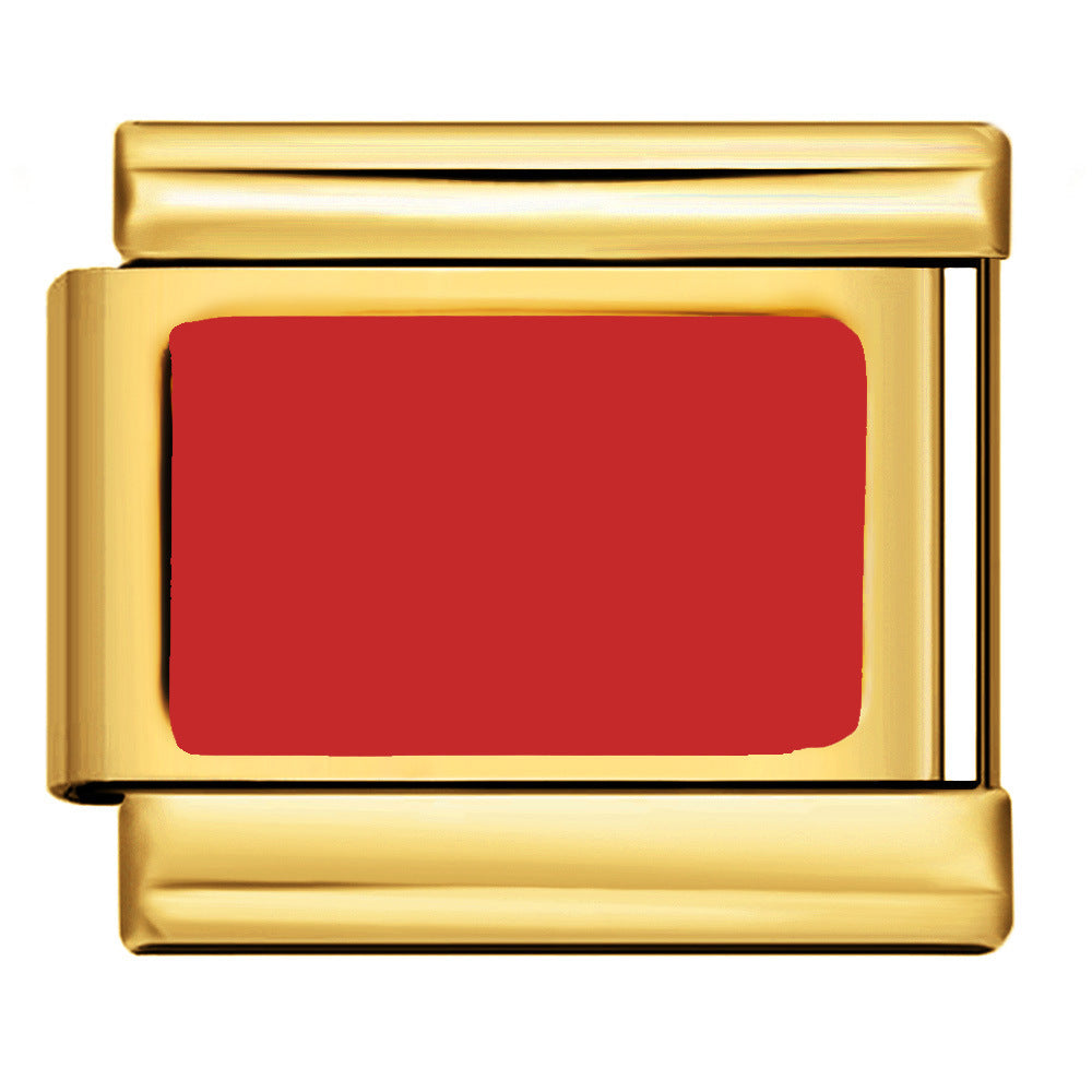 Color Stamping Series DIY Italian Module Bracelet Titanium Steel Gold Plated Drip Oil Elastic Splicing Bracelet Accessories