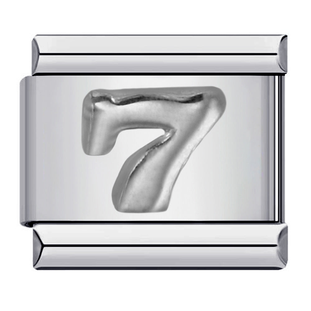 New titanium steel concave convex Arabic numerals DIY Italian module bracelet Italian Module