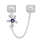 New Gold and Silver Devil's Eye Hook Chain Bracelet Stainless Steel DIY Elastic Italian Module Bracelet