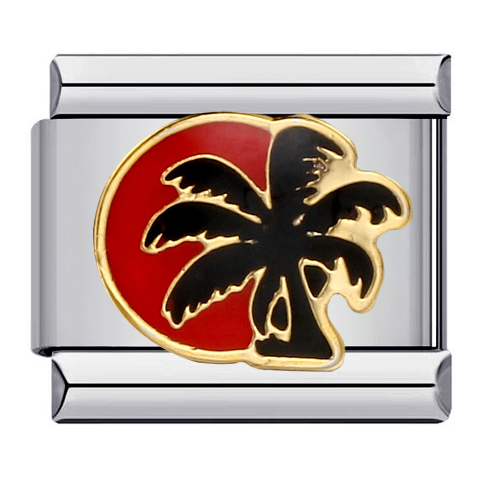 New Leisure Vacation Titanium Steel Welding Drip Oil DIY Italian Module Bracelet Fashion Personality Watch Strap Chain Wholesale