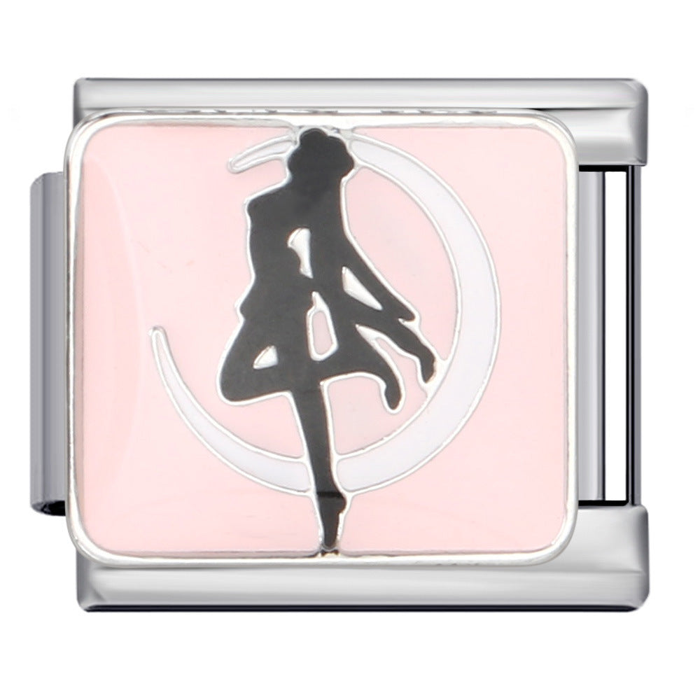 Colorful English Italian Module Bracelet Stainless Steel Welding Drip Oil DIY Jewelry Primary School Children's Gift