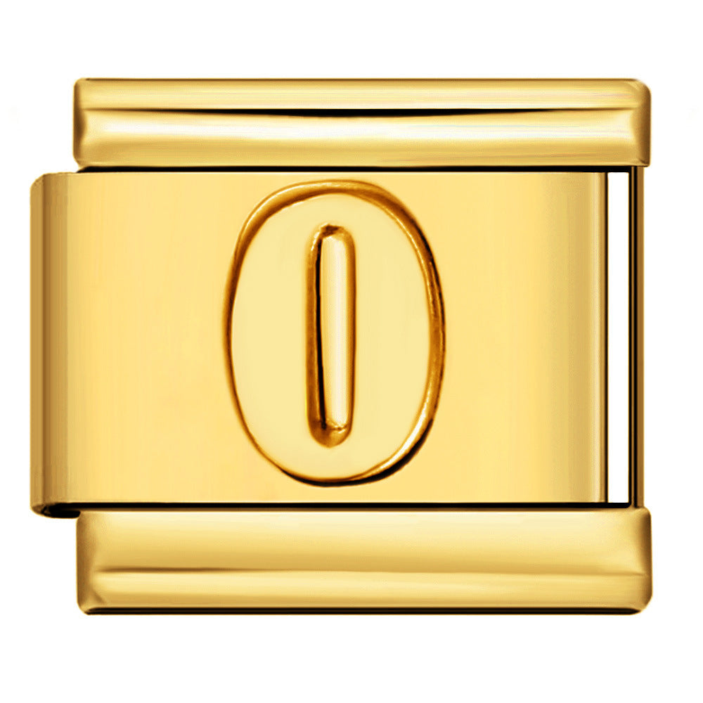 New Titanium Steel Gold Concave Alara Digital DIY Bracelet Italian Module Bracelet Strap Chain Accessories Wholesale