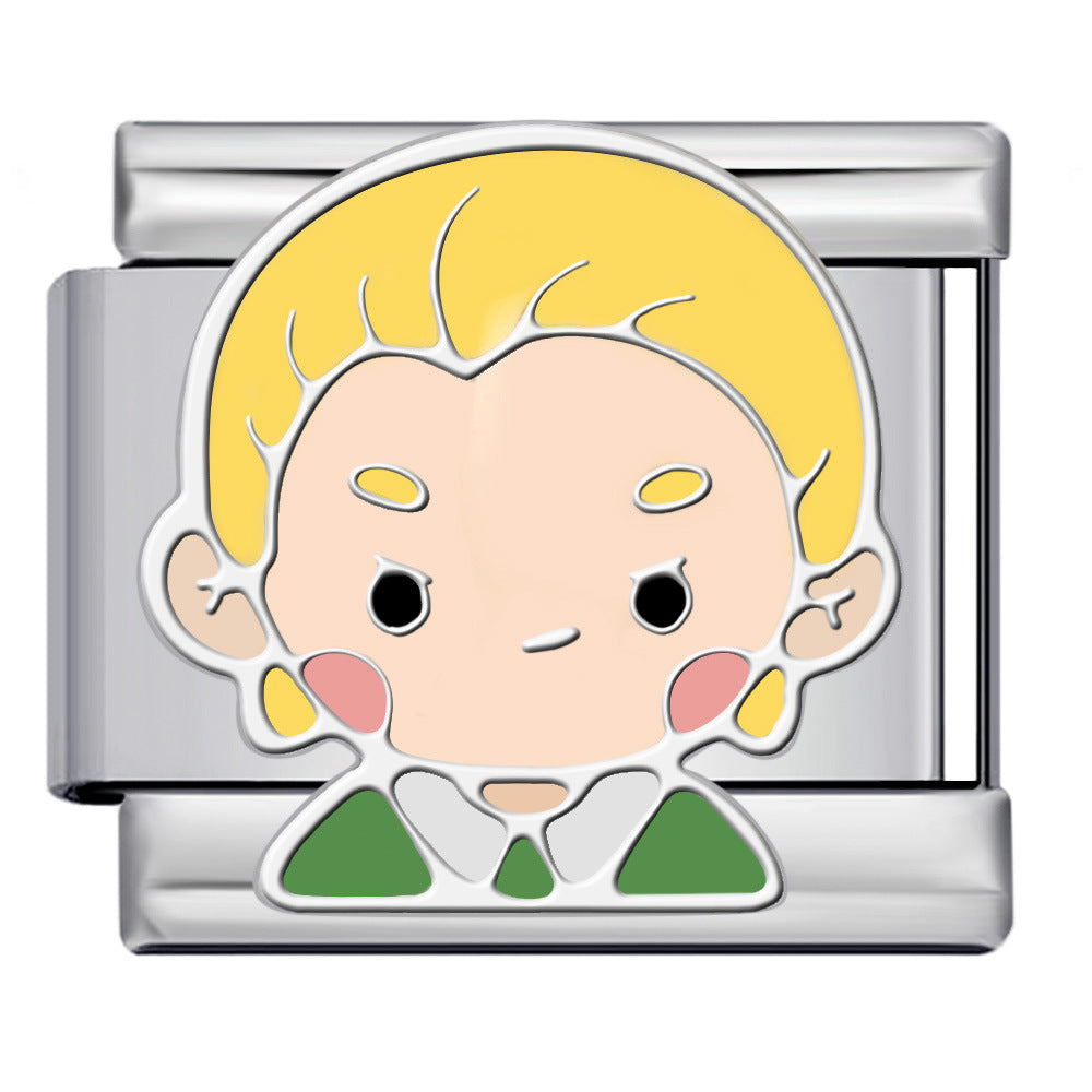 New Anime Cartoon Series Italian Module Bracelet Titanium Steel Welding Oil Dripping DIY Elastic Splicing Bracelet