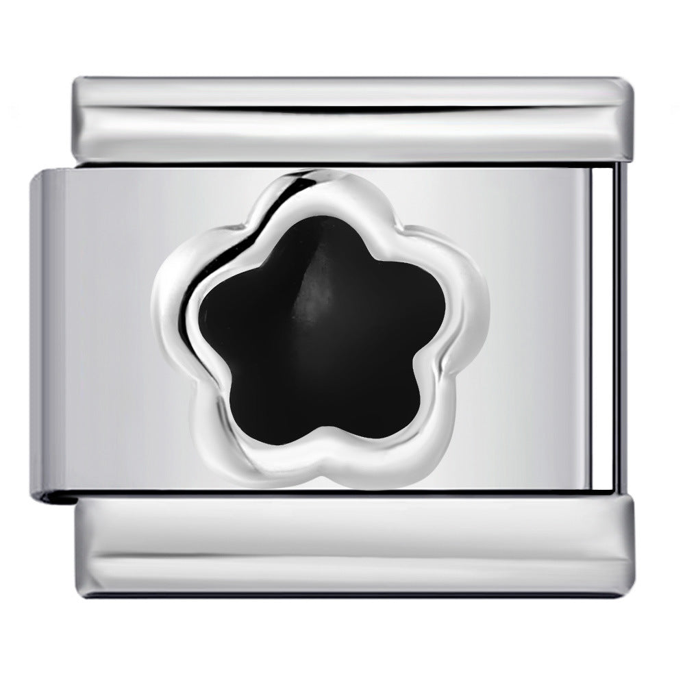 New Petal Stamping Series DIY Italian Module Bracelet Titanium Steel Gold Plated Drip Oil Splicing Strap Chain