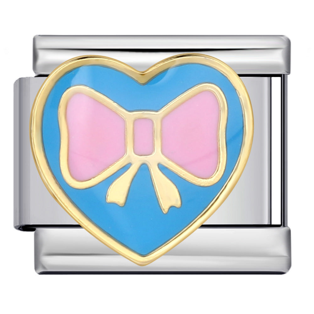 Hot Sale Personalized Titanium Steel Gold-plated Drip Oil Bracelet, DIY Italian Modular Bracelet, Little Girl's Gift.