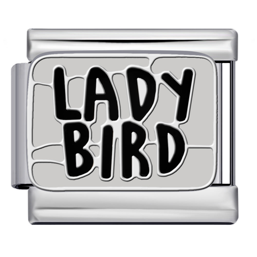 New DIY Italian Module Bracelet Titanium Steel Drip Oil Welding Pattern Strap Chain Fashion Splicing Strap Chain