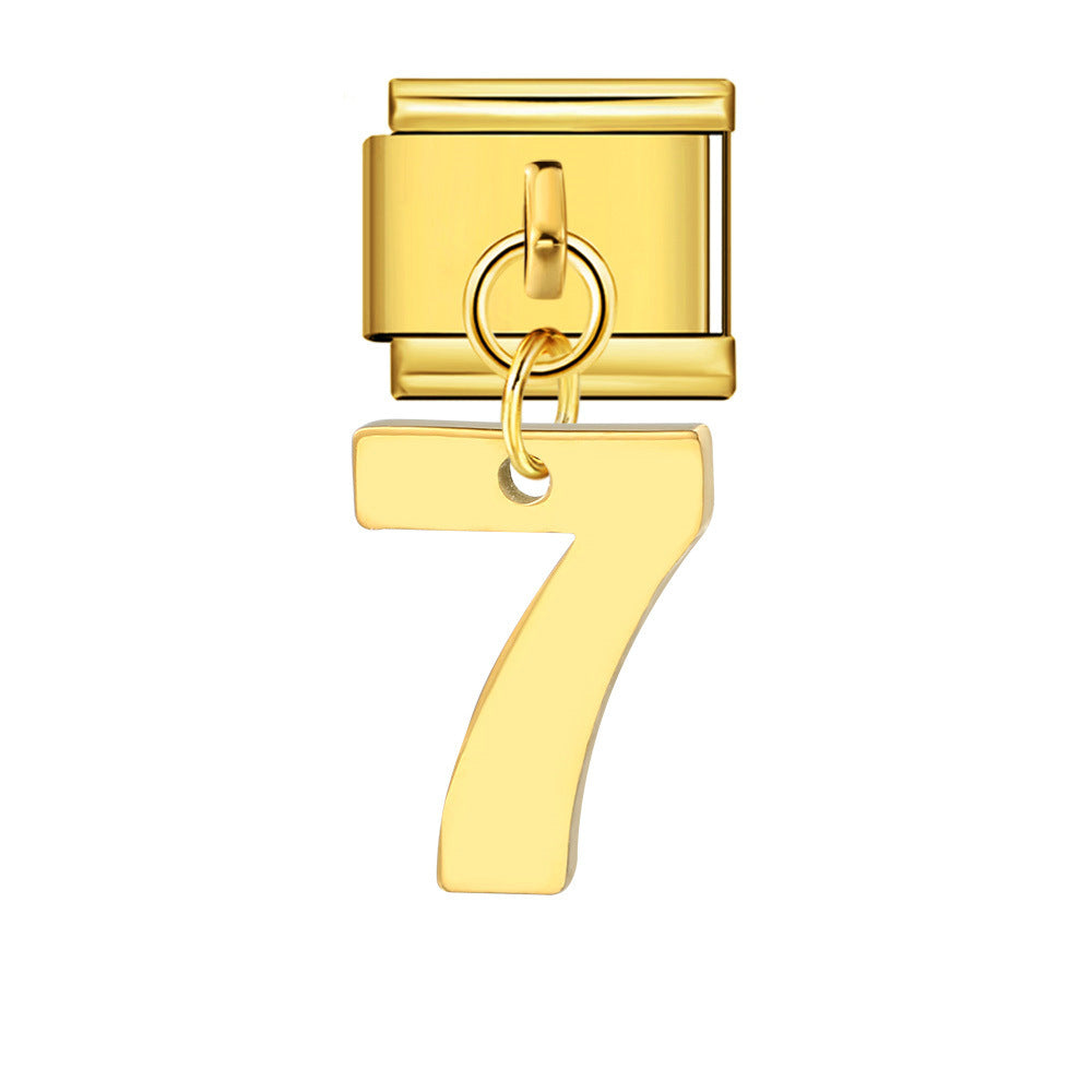 Single Digital Italian Module Bracelet Stainless Steel Hook Pendant DIY Elastic Bracelet Accessory