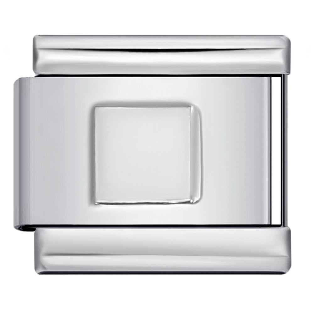 Concave Silver Titanium Steel Stamping Pattern DIY Italian Module Bracelet Italian Charm Bracelet