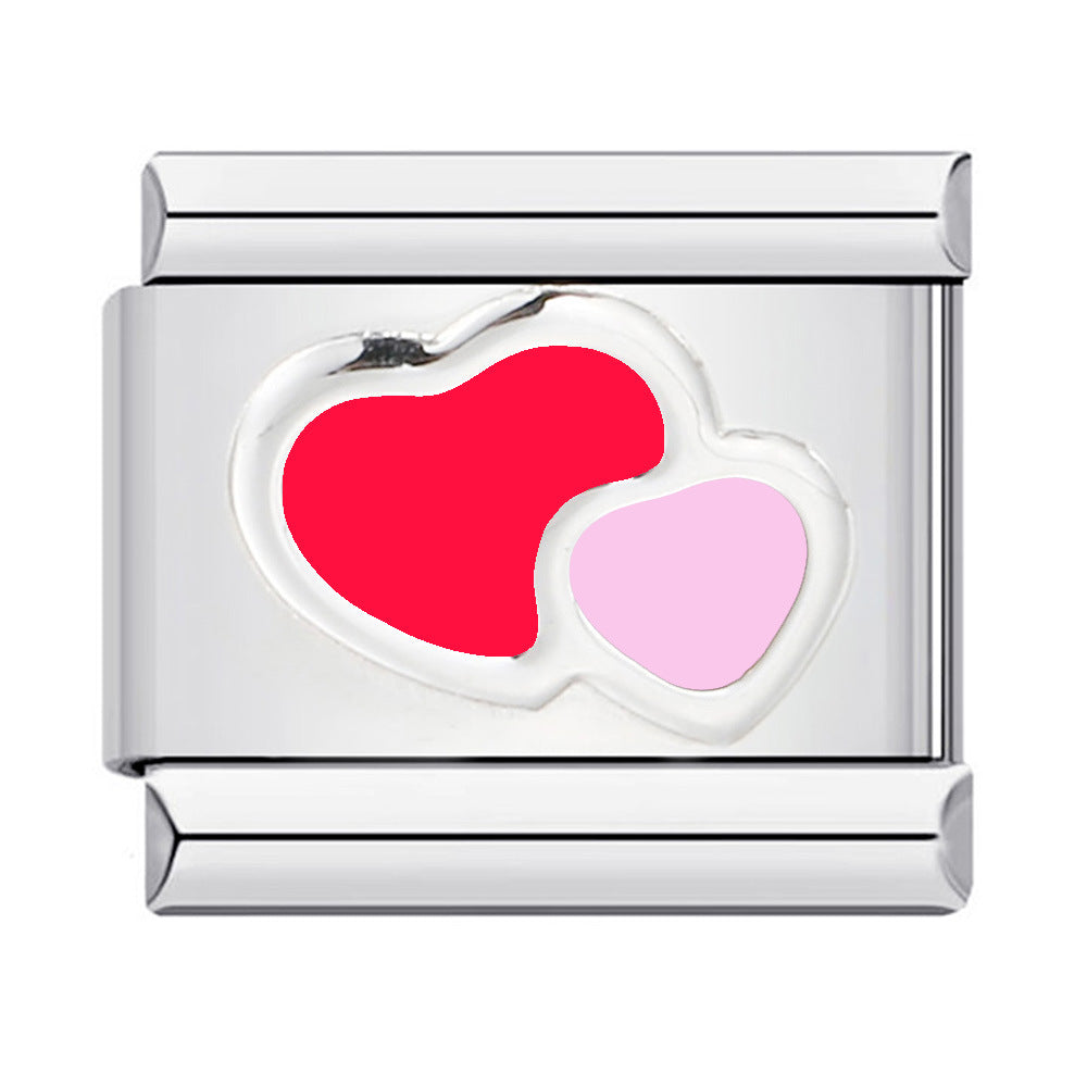 Italian Module Bracelet Color Drip Oil Stamping Pattern DIY Titanium Steel Elastic Splicing Bracelet Accessories Wholesale