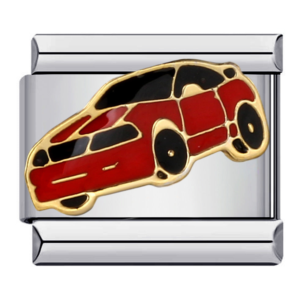 Italian Style Modular Bracelet with Transport Elements Titanium Steel Oil Dropping Design DIY Wristband