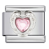 Micro Inlaid Zircon Heart-shaped Double Pendant Bracelet Accessory Titanium Steel DIY Free Splicing Italian Module Bracelet