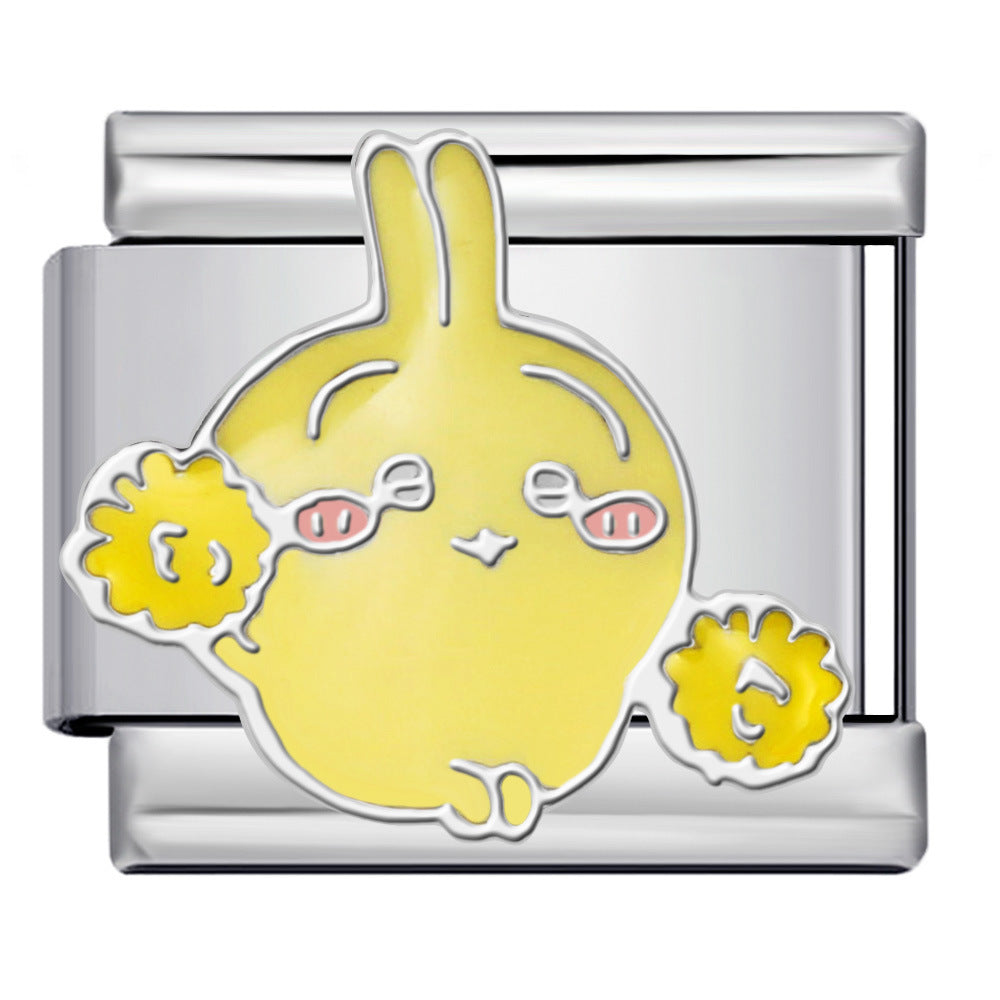 Titanium Steel Welding Drip Oil DIY Italian Module Bracelet Cute Cartoon Pattern Best Friend Girl Birthday Gift