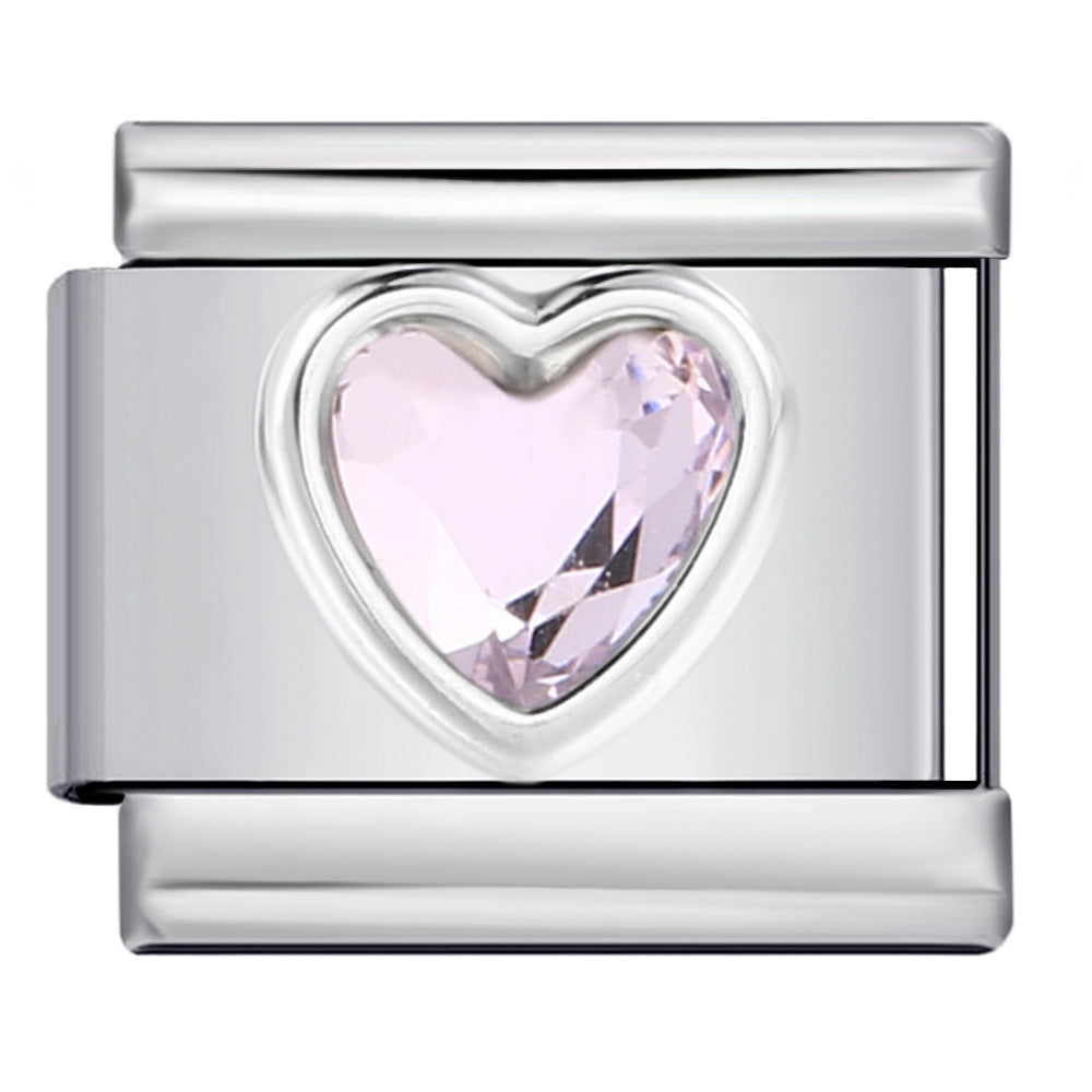 New Love Micro Inlaid Gemstone Italian Module Bracelet Stainless Steel Stamped Crystal Elastic Wristband Accessory