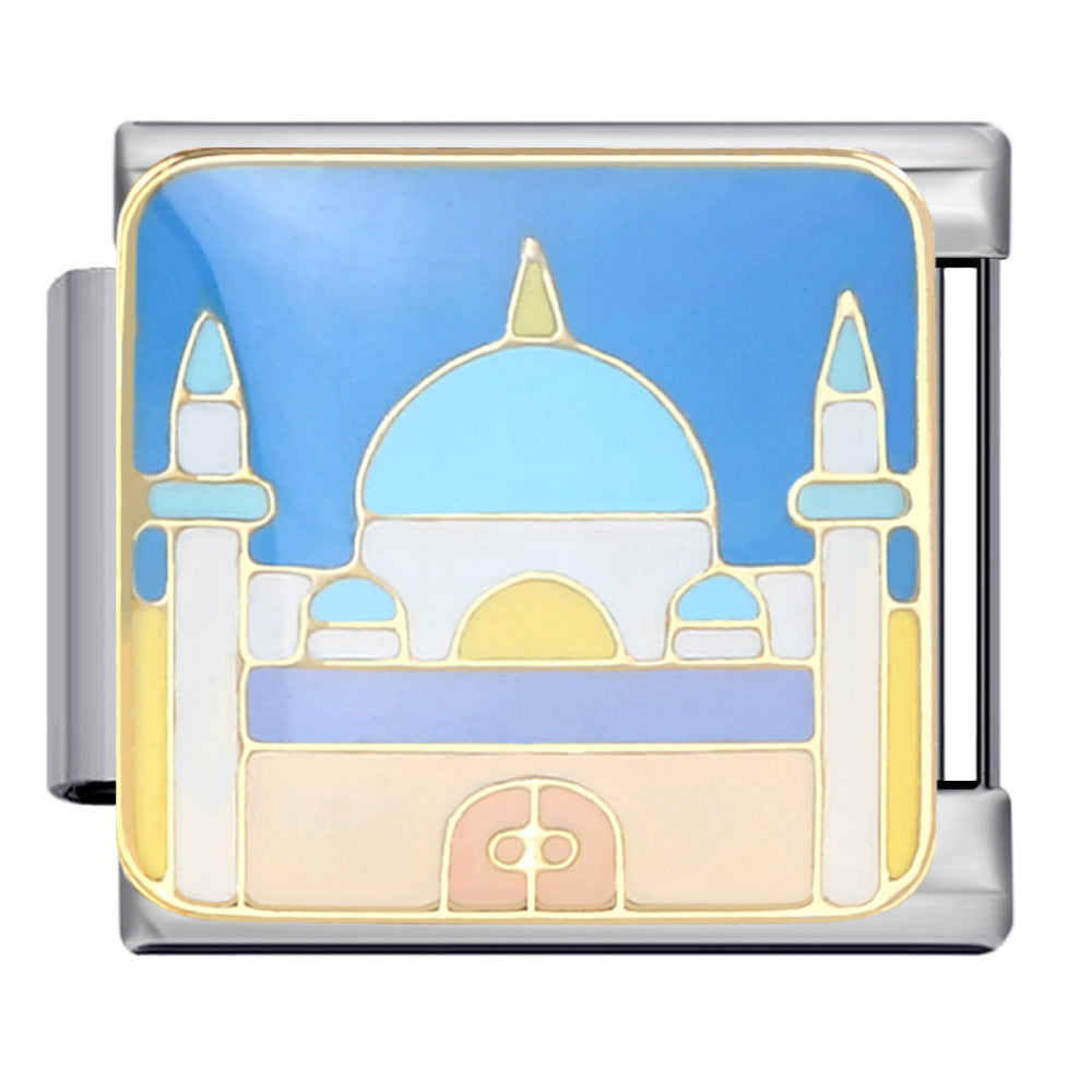 New Arab Culture Italian Module Bracelet Stainless Steel Welding Drip Oil DIY Elastic Bracelet