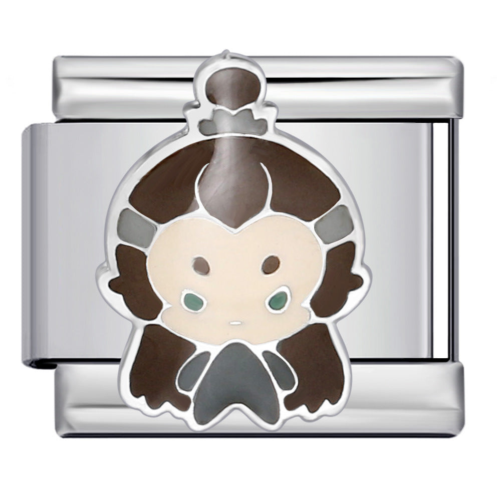 Cute Anime Cartoon Character Italian Module Bracelet Titanium Steel Welding Drip Oil DIY Elastic Splicing Bracelet