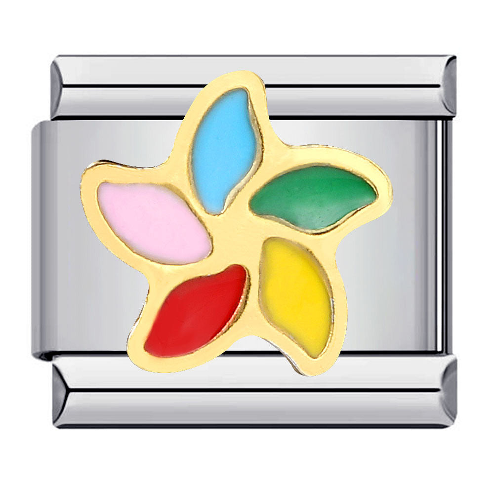 Rainbow Element Stainless Steel Italian Module Bracelet Welding Drip Oil Pattern DIY Bracelet Italian Charm