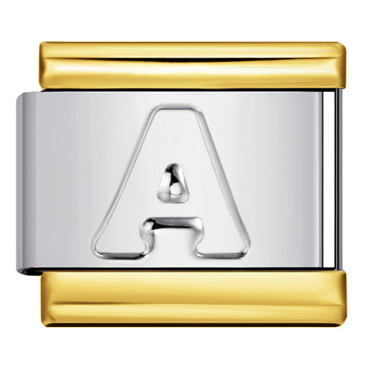 Fashion Gold Cover Silver Concave English Letter Bracelet Titanium Steel Non Dripping Oil DIY Italian Module Bracelet Wholesale