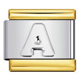 Fashion Gold Cover Silver Concave English Letter Bracelet Titanium Steel Non Dripping Oil DIY Italian Module Bracelet Wholesale