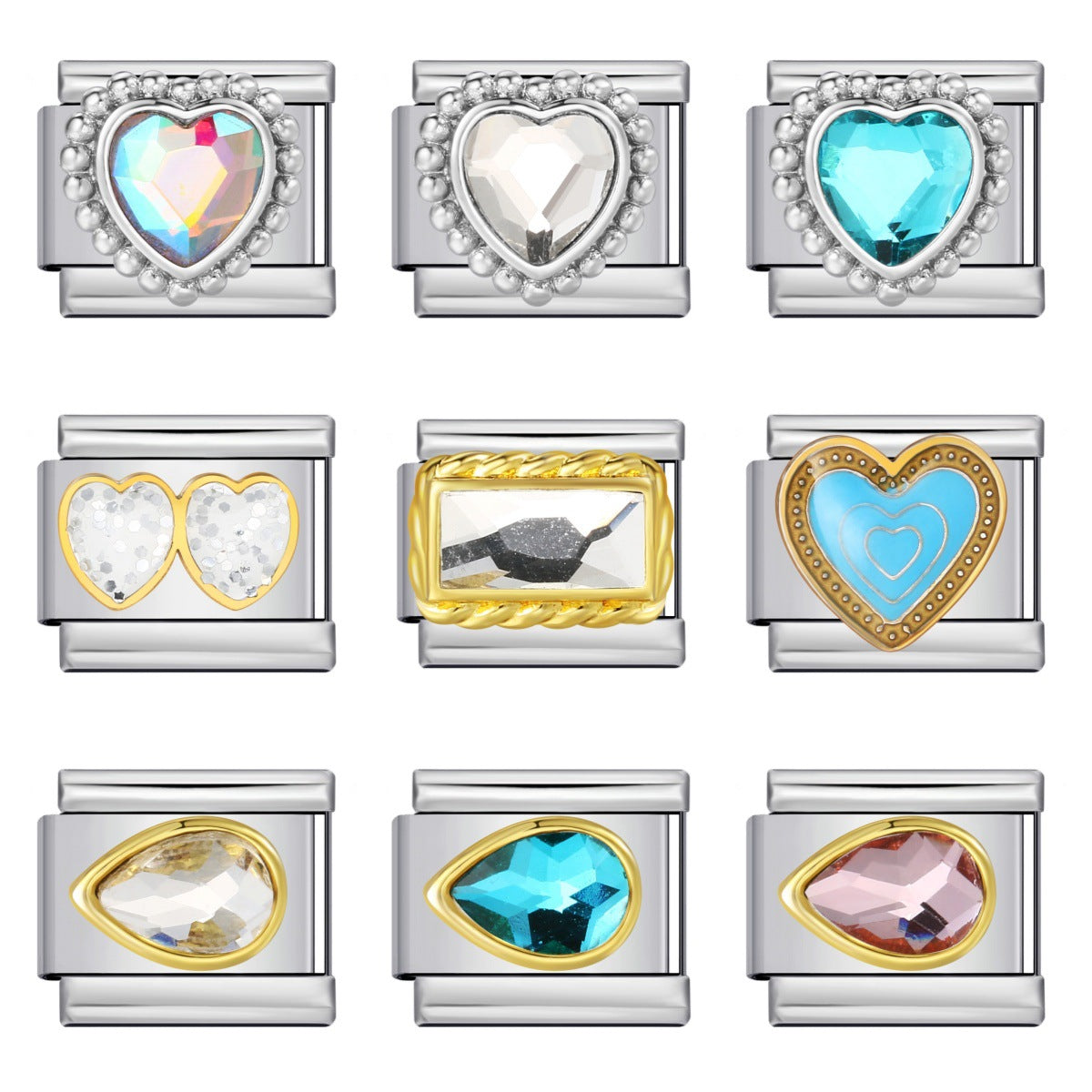 Colorful Zircon Italian Module Bracelet Titanium Steel Welding DIY Elastic Splicing Assembly Bracelet Accessories Wholesale