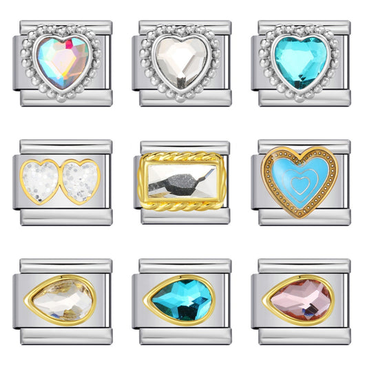 Colorful Zircon Italian Module Bracelet Titanium Steel Welding DIY Elastic Splicing Assembly Bracelet Accessories Wholesale