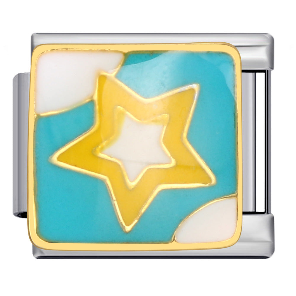 Titanium Steel Gold-plated Drip Welding Pattern DIY Italian Module Bracelet Italian Charm Bracele